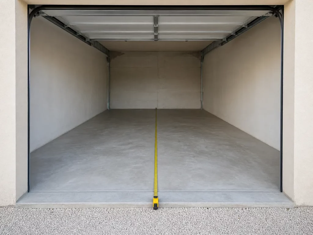 Mesure de la profondeur d'un garage depuis la baie vers le fond
