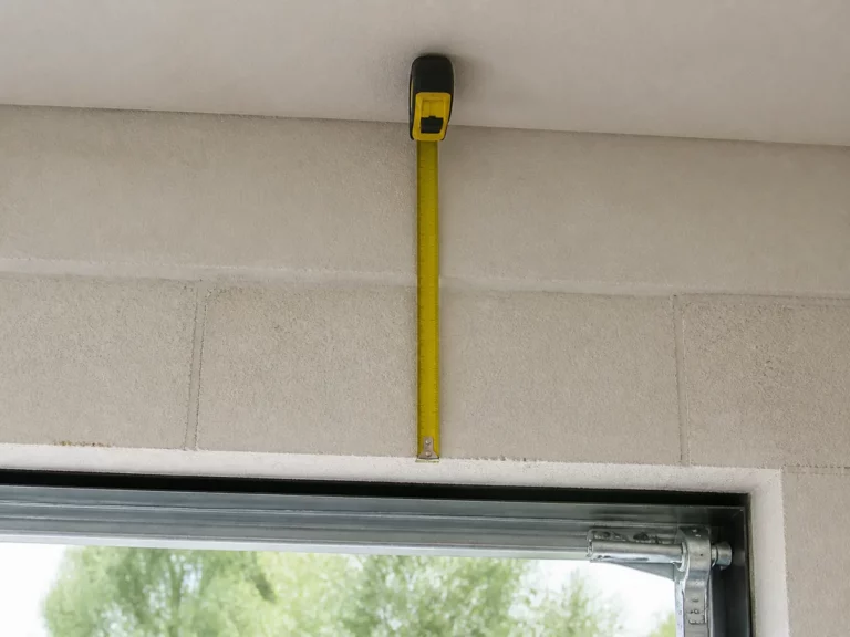 Mesure de la retombée de linteau entre le haut de la baie de garage et le plafond