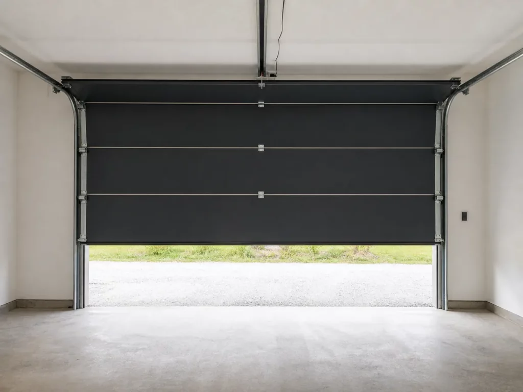 Porte de garage sectionnelle immobilisée à mi-hauteur, test d'équilibrage des ressorts