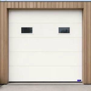 Porte de garage sectionnelle à hublots rectangulaires, blanc pur RAL 9016