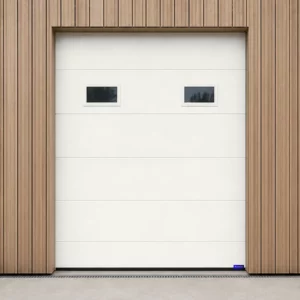 Porte de garage sectionnelle à hublots rectangulaires, blanc pur RAL 9016