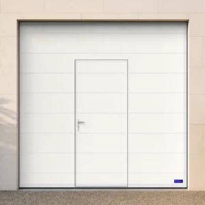 Porte de garage sectionnelle avec portillon intégré, blanc pur RAL 9016