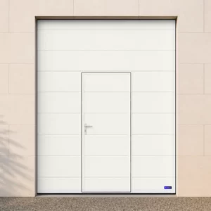 Porte de garage sectionnelle avec portillon intégré, blanc pur RAL 9016