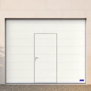 Porte de garage sectionnelle avec portillon intégré, blanc pur RAL 9016
