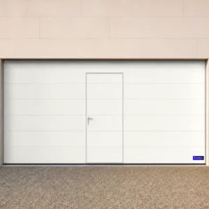 Porte de garage sectionnelle avec portillon intégré, blanc pur RAL 9016