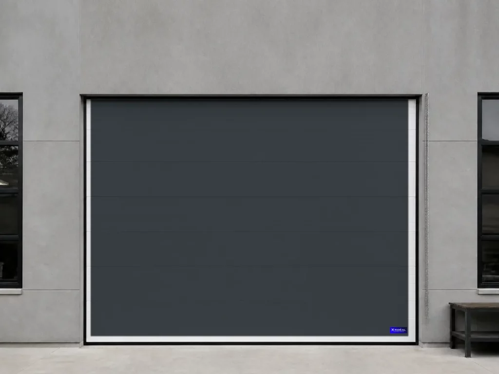 Porte sectionnelle industrielle manuelle à treuil à chaîne, gris anthracite RAL 7016