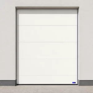 Illustration : Porte de garage avec digicode — Blanc pur 9016 — format haute