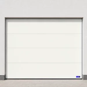 Illustration : Porte de garage avec digicode — Blanc pur 9016 — format large