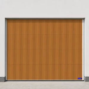 Illustration : Porte de garage avec digicode — Chêne doré — format large