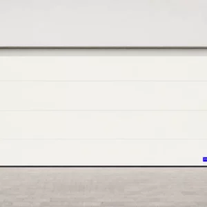 Illustration : Porte de garage avec digicode — Blanc pur 9016 — format panoramique