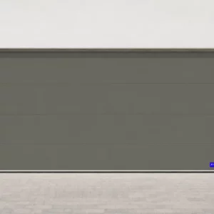 Illustration : Porte de garage avec digicode — Gris quartz 7039 — format panoramique