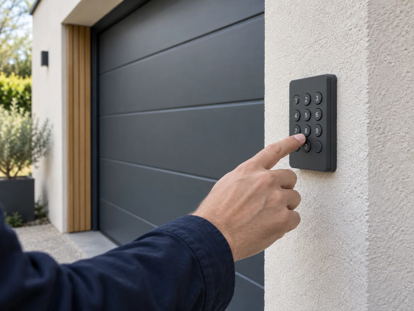 Illustration : Porte de garage avec digicode — utilisation du clavier